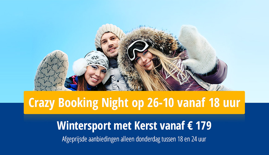 Wintersport met kerst v.a. € 179 p.p, Crazy Booking Night
